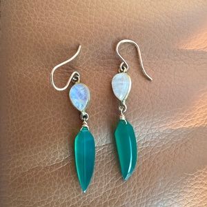 Leah Alexandra Moonstone and Green Onyx Earrings